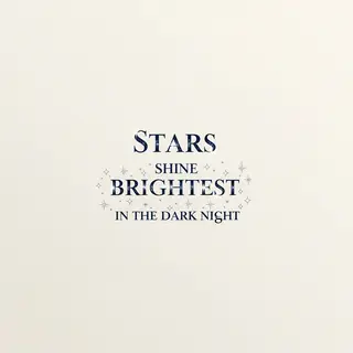 'Stars shine brightest in the dark night' displayed on a cle