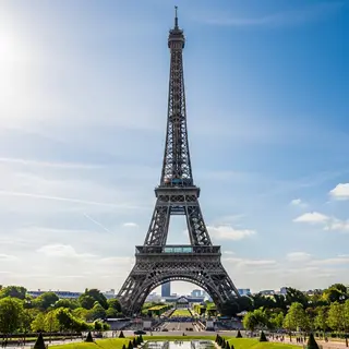 The Eiffel Tower in Paris on a clear day, architecturally ac