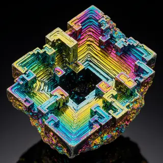 A specimen of bismuth crystal showing accurate iridescent ox