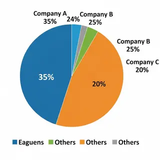 A pie chart showing market share: Company A 35%, Company B 2