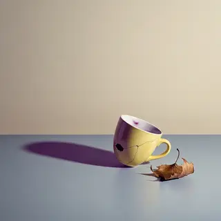 A still life painted in anxious minimalism — sparse composit