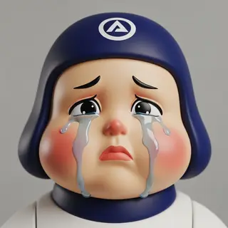 A 5-year-old child with round cheeks and large eyes, crying 
