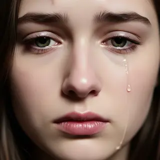 A face showing quiet melancholy — downcast eyes, slightly dr