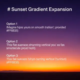 A sunset sky gradient on a flat surface from #FF6B35 (orange