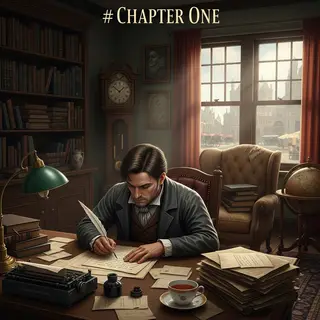 The word 'CHAPTER ONE' typed on aged paper with a vintage ty