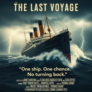 A vintage movie poster for 'THE LAST VOYAGE' featuring a tag