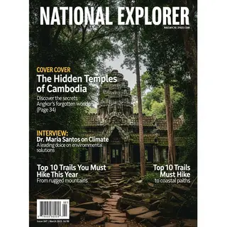 A magazine cover titled 'NATIONAL EXPLORER' with cover lines