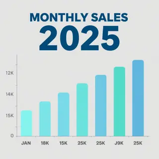 A bar chart showing monthly sales for January through June w