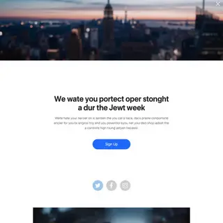 A landing page design with a hero header image at the top, a