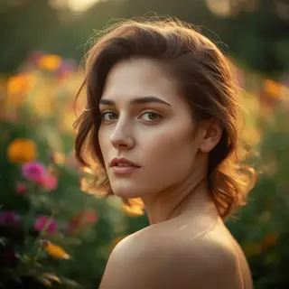 A portrait shot at 85mm f/1.4 with creamy bokeh background, 