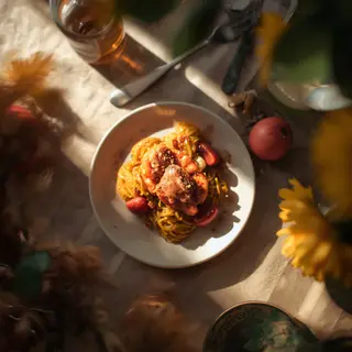 A food photograph shot from above at 35mm f/2.8 with natural