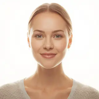 A high-key portrait of a person against a bright white backg