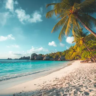 A tropical beach scene with no people