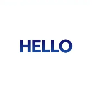 A single large word 'HELLO' centered on a white background