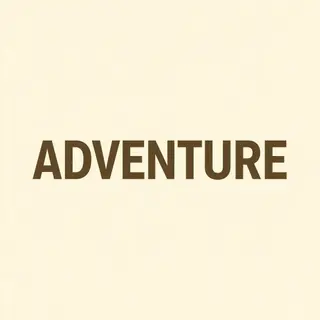 The word 'ADVENTURE' in big bold letters centered on a plain