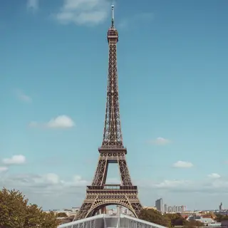 The Eiffel Tower in Paris on a clear day, architecturally ac