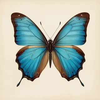 A Morpho menelaus butterfly with accurate iridescent blue do