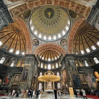 The Hagia Sophia interior showing the massive central dome, 