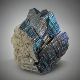 A specimen of bismuth crystal showing accurate iridescent ox