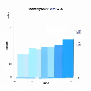 A bar chart showing monthly sales for January through June w
