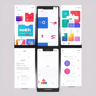 A mobile app UI mockup showing a dashboard with a top naviga
