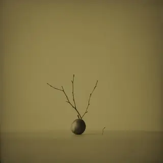 A still life painted in anxious minimalism — sparse composit