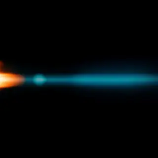 A cinematic frame with blue and orange anamorphic lens flare