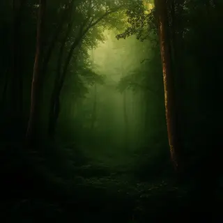 A forest scene where the foliage is precisely #2D5F2D (dark 