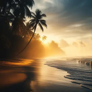 A tropical beach scene with no people
