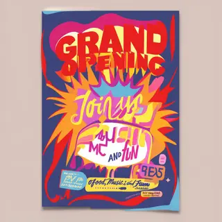 A flyer with large title 'GRAND OPENING', subtitle 'Join us 