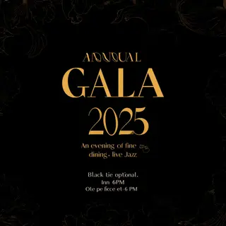 An event banner with headline 'ANNUAL GALA 2025' at the top 