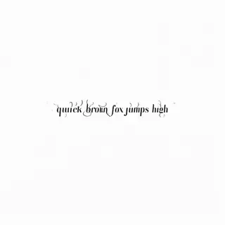 The sentence 'The quick brown fox jumps high' in clean black