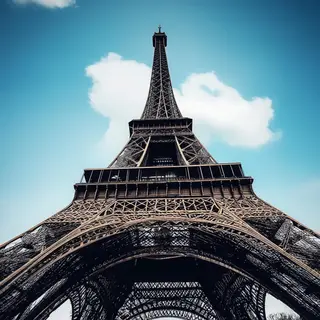 The Eiffel Tower in Paris on a clear day, architecturally ac