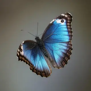 A Morpho menelaus butterfly with accurate iridescent blue do