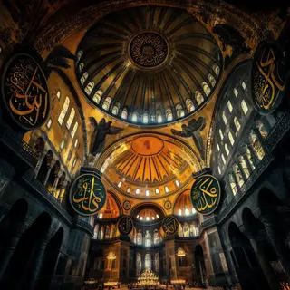 The Hagia Sophia interior showing the massive central dome, 