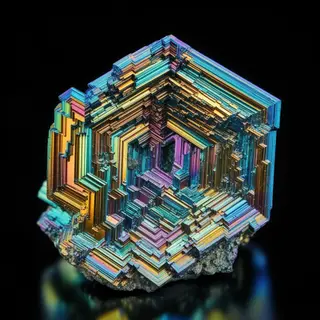 A specimen of bismuth crystal showing accurate iridescent ox