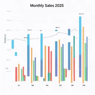 A bar chart showing monthly sales for January through June w