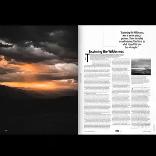 A magazine double-page spread with a left page containing a 