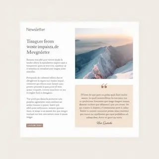 A newsletter layout with a banner image header, a two-column