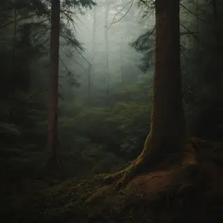 A forest scene where the foliage is precisely #2D5F2D (dark 