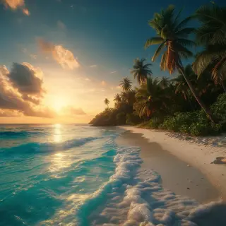 A tropical beach scene with no people