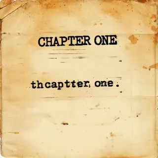 The word 'CHAPTER ONE' typed on aged paper with a vintage ty