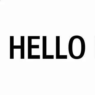 A single large word 'HELLO' centered on a white background