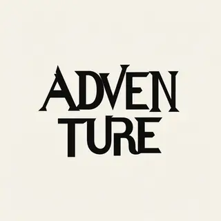The word 'ADVENTURE' in big bold letters centered on a plain