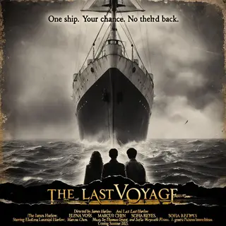 A vintage movie poster for 'THE LAST VOYAGE' featuring a tag