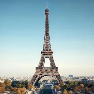 The Eiffel Tower in Paris on a clear day, architecturally ac