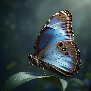 A Morpho menelaus butterfly with accurate iridescent blue do