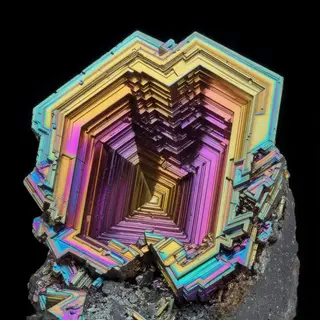 A specimen of bismuth crystal showing accurate iridescent ox