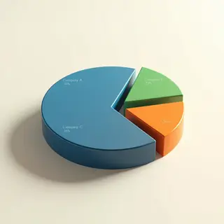 A pie chart showing market share: Company A 35%, Company B 2
