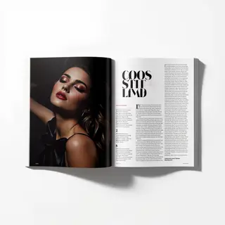 A magazine double-page spread with a left page containing a 